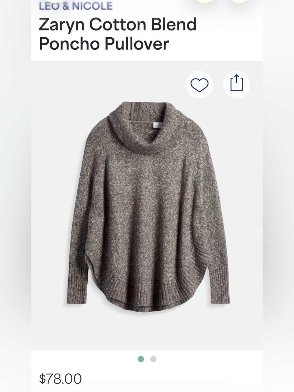 Leo & Nicole Gray Cowl Neck Sweater with Relaxed Fit